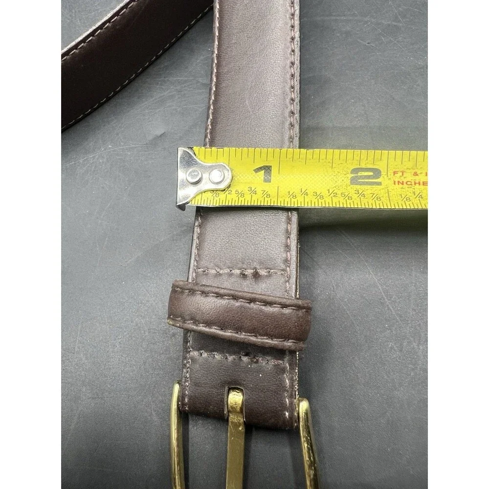 Savile Row Men’s Brown Leather Belt Brass Buckle Full Grain Cowhide 42”